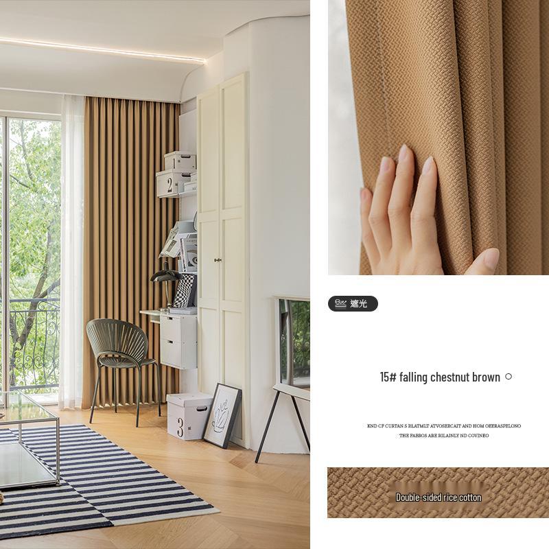 Modern Full Blackout Matcha Green Cotton Linen Curtains for Bedroom, Balcony, and Living Room