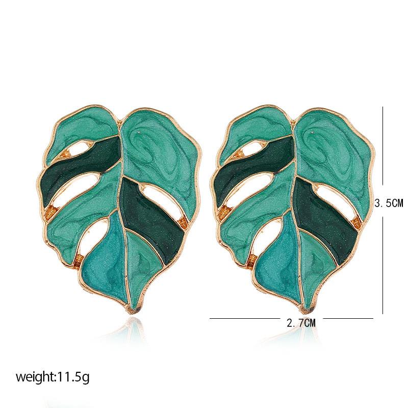 Vintage Female Alloy Hollow out Leaves Earrings Dripping Oil Personalized Personality