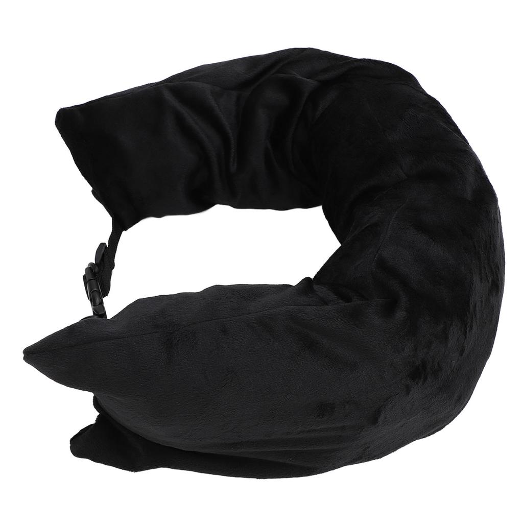 Cestovní krční polštář plnitelný s nastavitelným popruhem U tvar Měkký Sbalitelný Plnitelný Cestovní polštář Úložný vak Černý