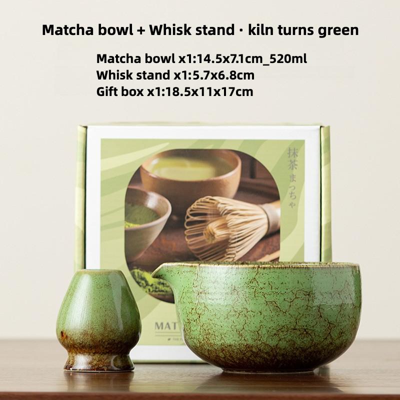 BespritGift Matcha Set 2pc Creative Matcha Ceramic Bowl Matcha Whisk Holder Japanese Tea Ceremony Song Dynasty Gift Box