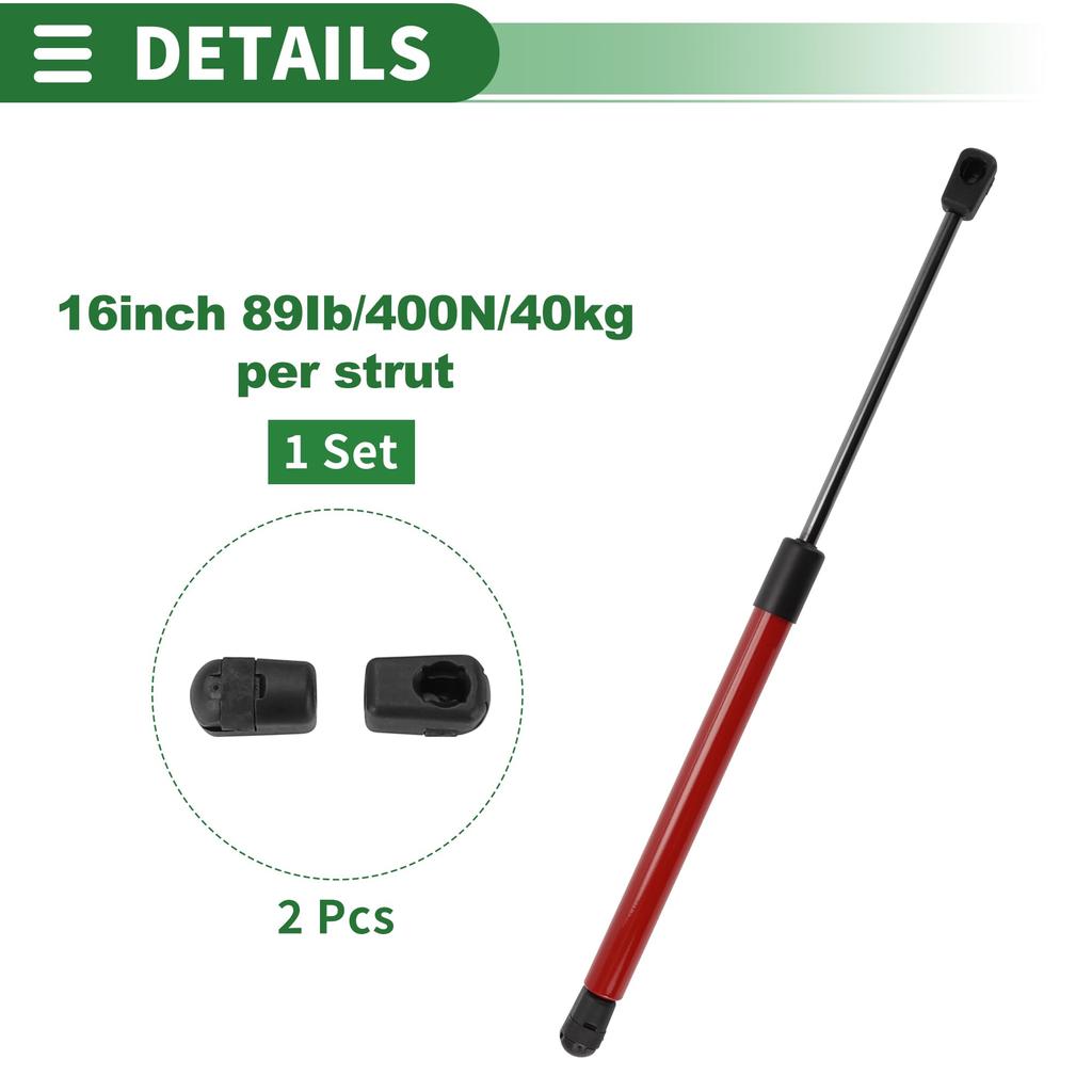 Motoforti Universal Lift Support Strut Gas Spring 16 Inch/400mm 89Ib/400N/40kg Carbon Steel Red 1 Set