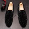 Luxury Brand Men's Fashion Rivets Shoes Black Punk Flats Loafers Men Handmade Spiked Man Party Wedding Shoes Soft Moccasins