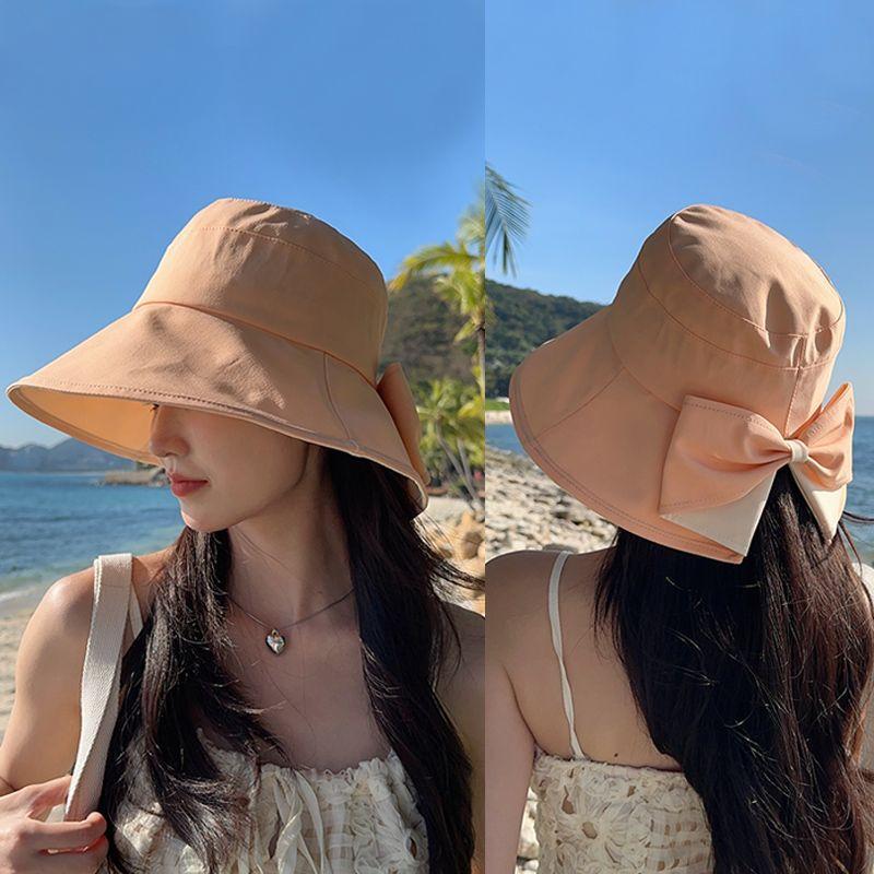 Spring and Summer Women's New Bowknot Fisherman Hat Suitable for Outdoor Travel Multi-Function Sunshade Cap and Sunscreen Cap