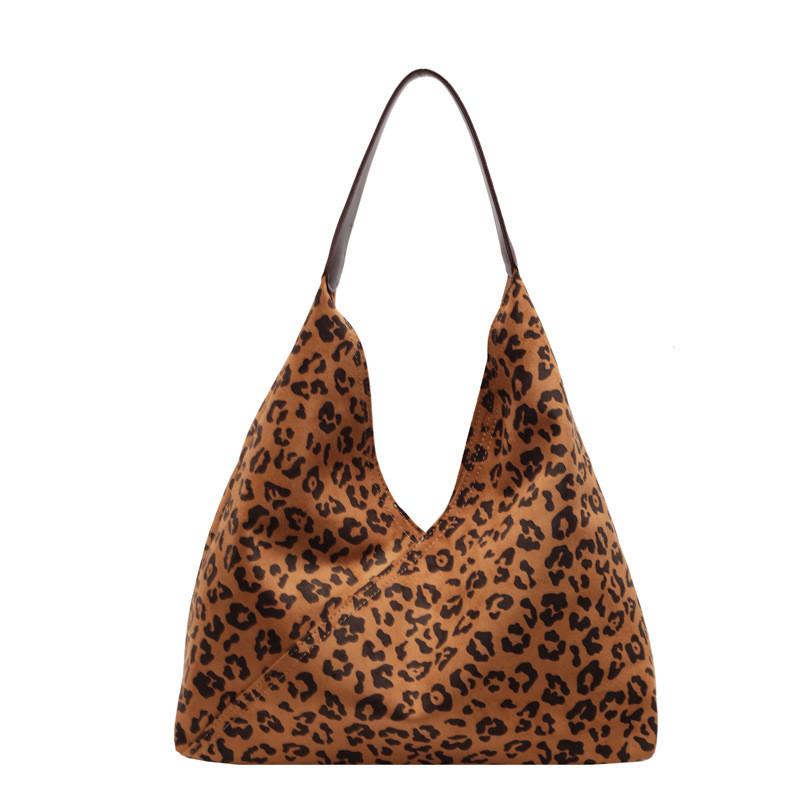 Fashionable Khaki Brown Coffee Leopard Tote Bag For Women Urban Minimalist Style