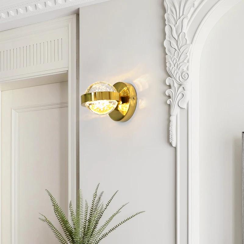 Postmodern light luxury crystal wall lamp living room background wall creative bedroom bedside aisle wall lamp