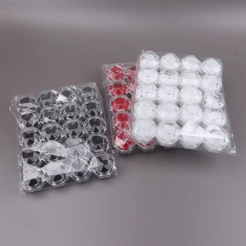 20 STÜCKE Acryl Kristall Ringboxen Aufbewahrungs-Präsentationsbox Aufbewahrungs-Organizer-Etui Transparente Verpackungsbox für Hochzeitsschmuck-Verpackung