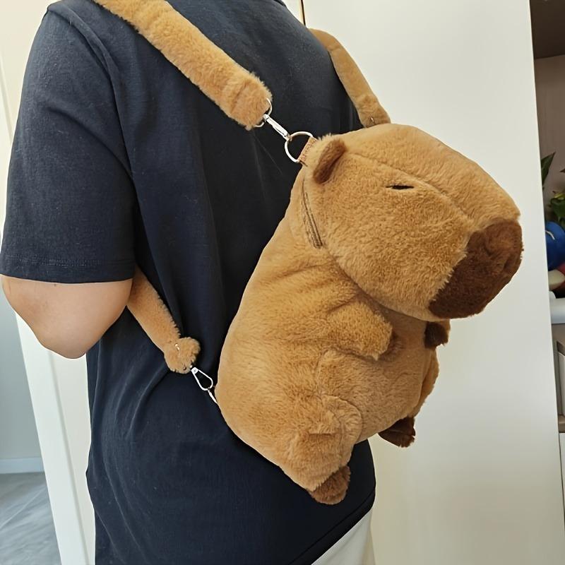 Capybara Plush Backpack Cute Light Brown Soft Filled Animal with Eye Multi-Functional Storage, Ideal for Sofa Cushion Home Decor