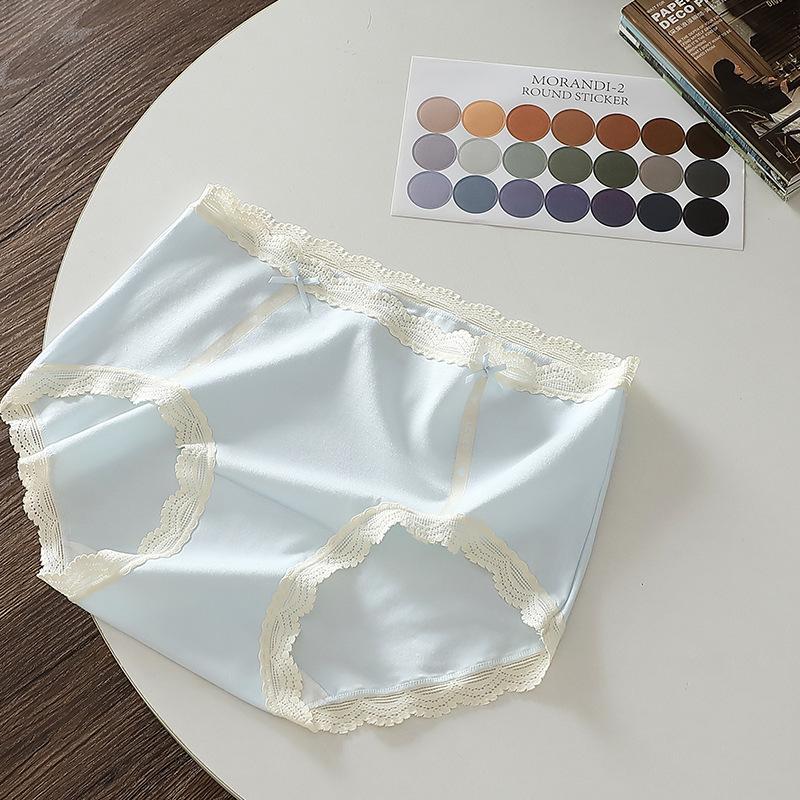 Urocze Oddychające i Bezszwowe Majtki Trójkątne Średnio Stanikowe Damskie Majtki Modalne z Kokardką