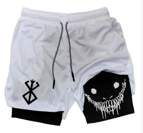 Dragon Ball Series Men's Funny Face Double Layer Basketball & Running Shorts