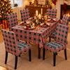 Christmas Chair Cover Tablecloth Set Stretch Santa Print Holiday Dinner Party Decor