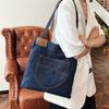 1pcs Retro Denim Shoulder Bag Large Capacity Shopping Tote Lightweight Outdoor Travel Daily Commuter Handbag