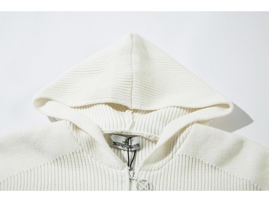 STONE Unisex Kapuzenpullover aus Strick mit Reißverschluss und Brustöffnung, mit Aufnäher - Herbst/Winter Kollektion
