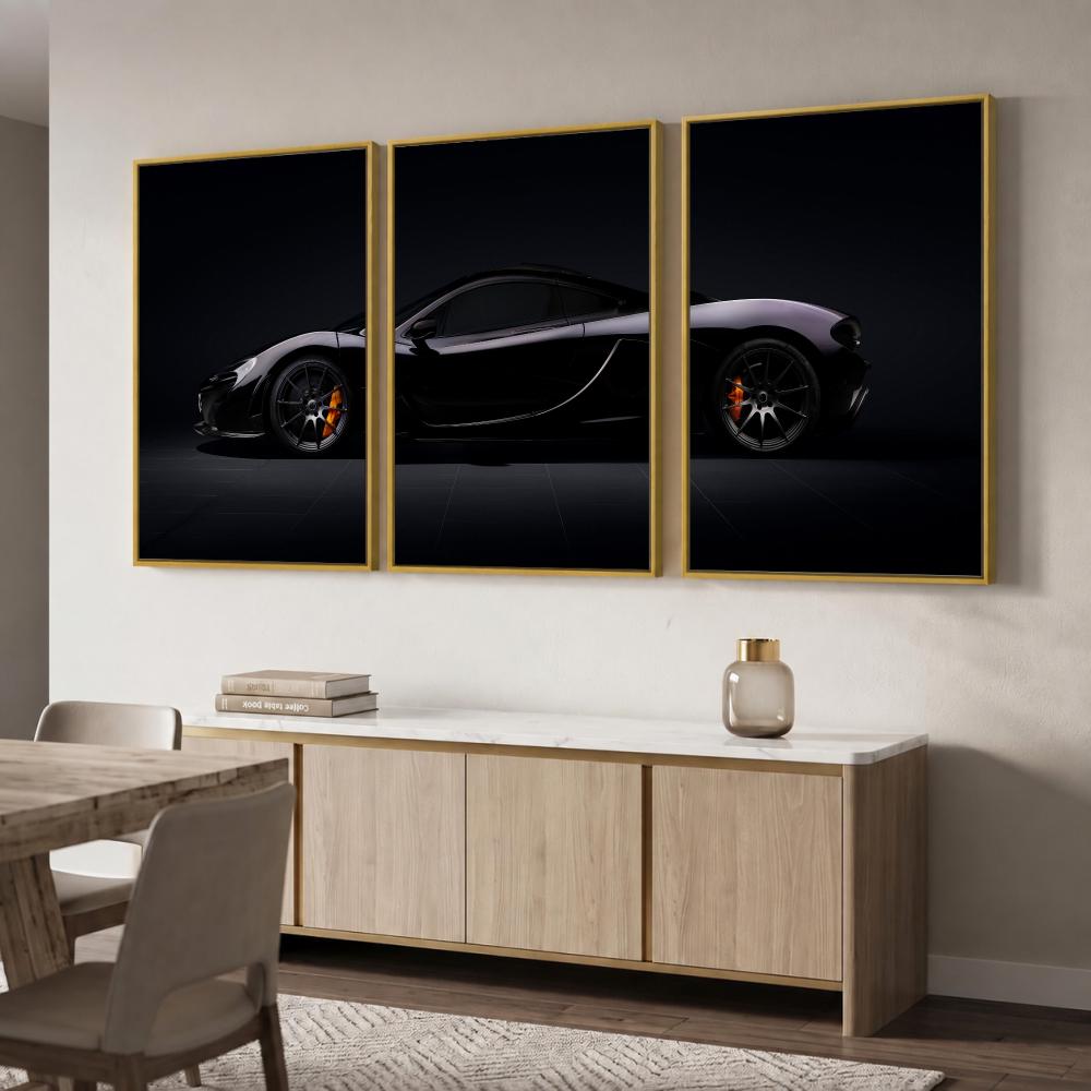 Aerodynamic Sports Car Painting Calligraphy 3 PCS Canvas Wall Art Prints for Living Room Decor Modern Fashion Wall Decals