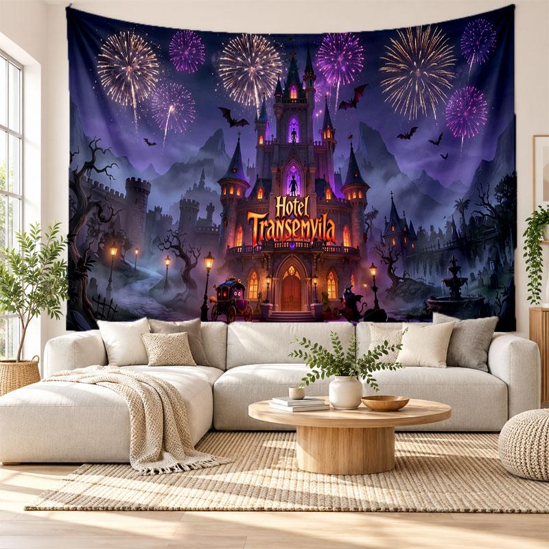 Hotel Transsilvanien Wandteppich Heimdekoration Hängendes Stoffkunst-Hintergrundteppich für Schlafzimmer