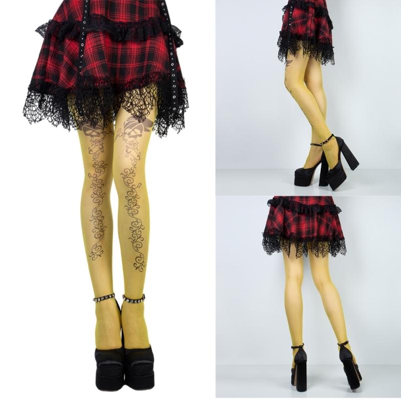 Nylon-Strumpfhose mit Totenkopf-Design, atmungsaktiv, strapazierfähig, für Kostüme