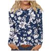 Women's Fashion Casual Floral Printed Round Neck Long Sleeve Pullover Top