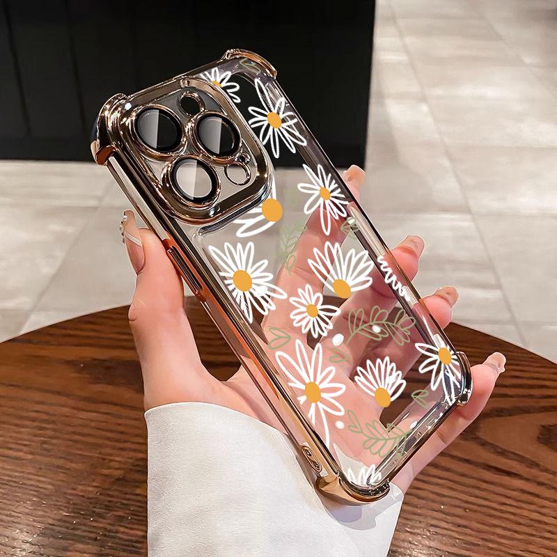 Purple Flowers Leaf Cover For Realme 15T 15 14 13 12 11 Plus Pro 5G C85 C71 C65 C53 C55 C35 C85 C21Y Air-Guard Corners Case Sof