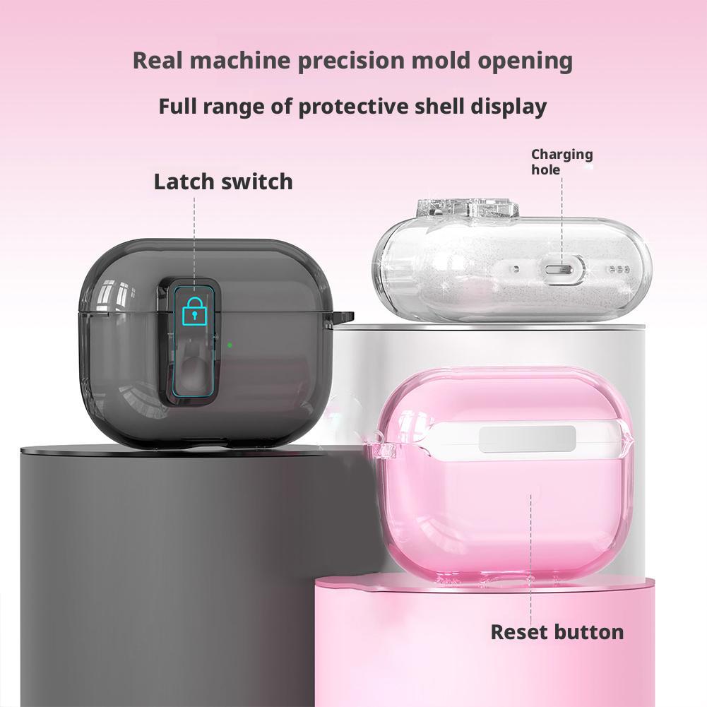 Transparent Earphone Case For AirPods Pro 3 Unique Lock-on/off Design One-touch Automatic Flip-open Lid Clear Headphone Cover
