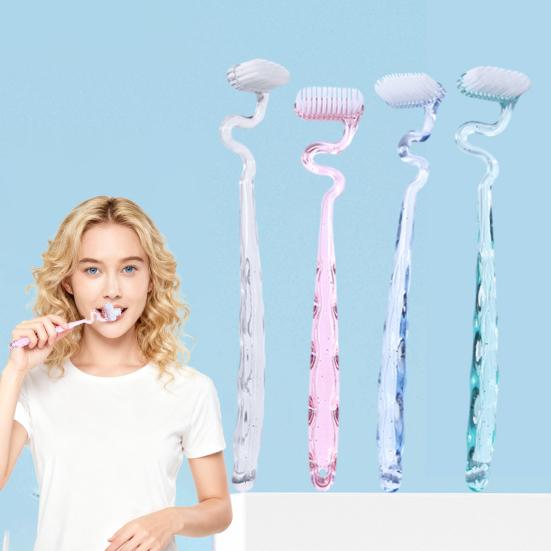 Toothbrush with Hanging Hole Design S-Shaped Vertical Brush Soft Bristles Anti-Slip Handle Toothbrush