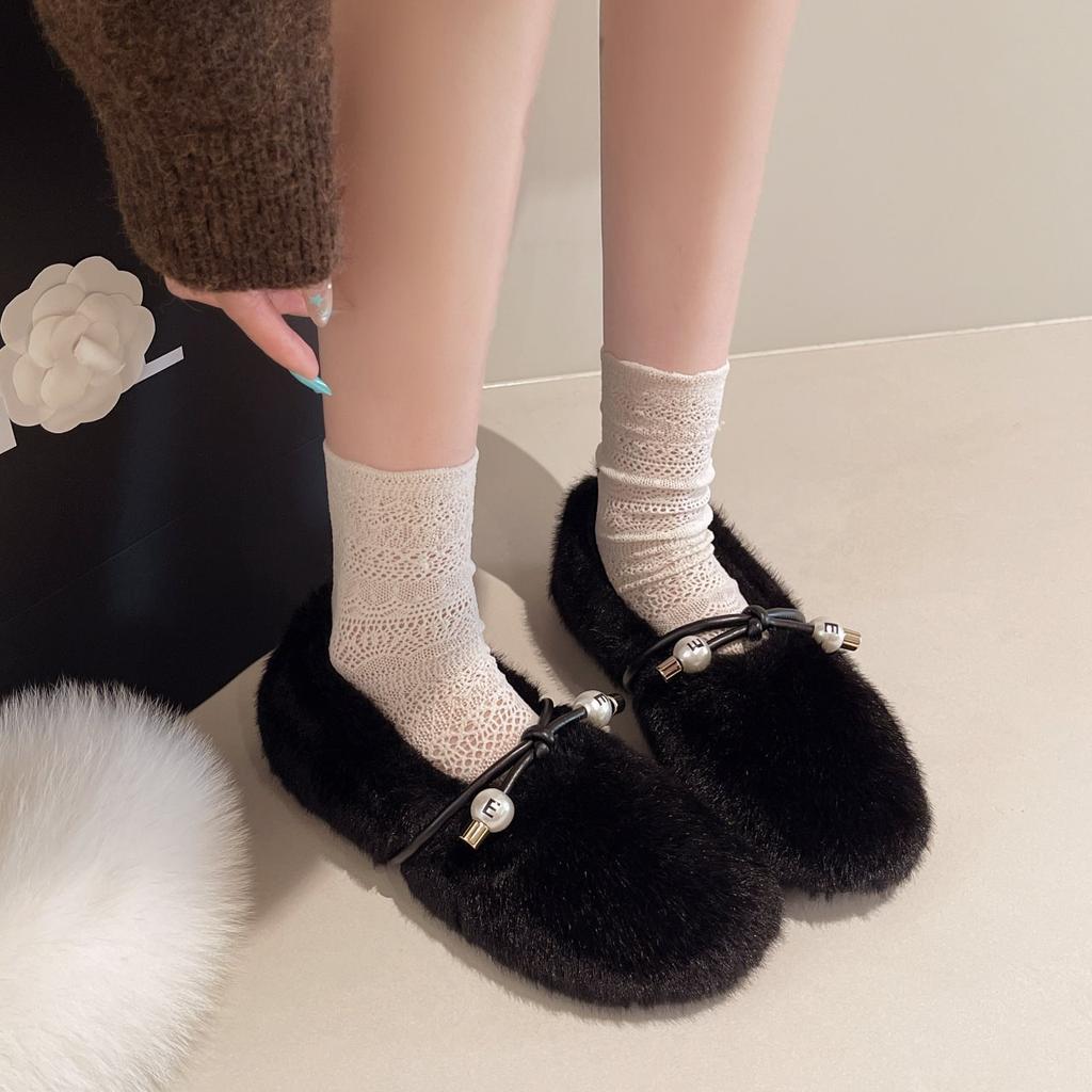 Cotton Shoes, Single Shoes, Women's Shoes, Versatile Plush Shoes, Ladyshoes Outside, Evening Wind, French Small Man, Gentle Height Increase and Warmth