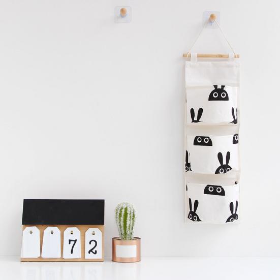 3 Lommer Dør Vegghengende Oppbevaringspose Veske Hjem Garderobe Småsaker Organizer