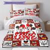 Red Patchwork Mickey & Minnie Couple Print Bedding Set, A Warm and Comfortable Choice for Decorating A Child's Bedroom.