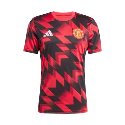 Manchester United Lässiges Sport-Rundhals-Kurzarm-Fußballshirt Herren-Tops Rot Schwarz JP3233