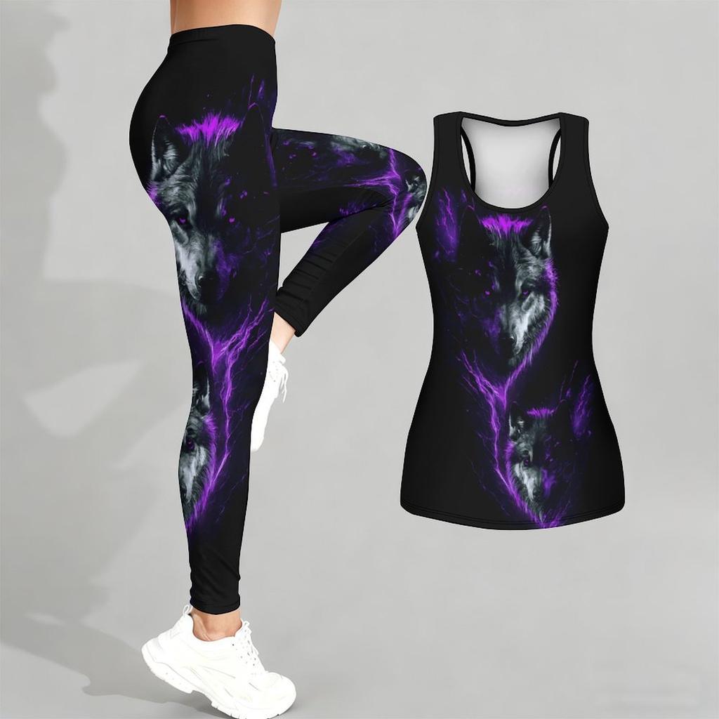 Unity of Animals Pattern Print Yoga Outfit for Women Fashion Workout Leggings Fitness Sports Casual Yoga Set Sports Suit