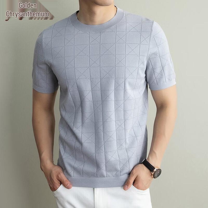 Men s Cooling Mulberry Silk Linen Blend Round Neck T-Shirt XL
