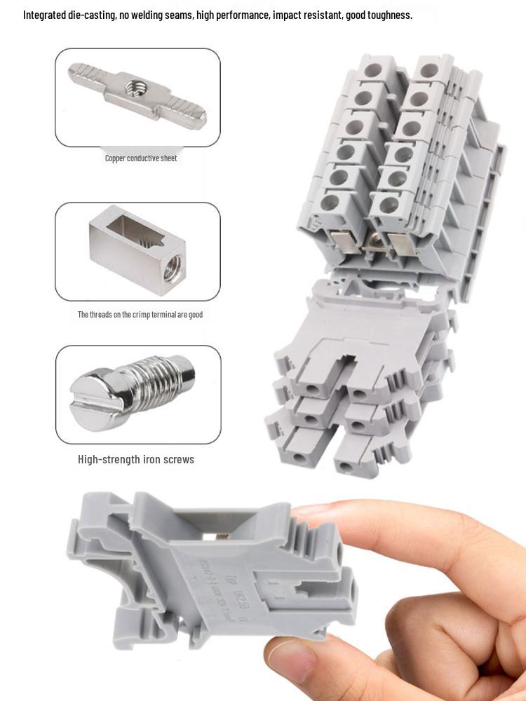 UK 2.5B/5/6/10N Rail Mount Terminal Block with Non-Stripping Screw Clip