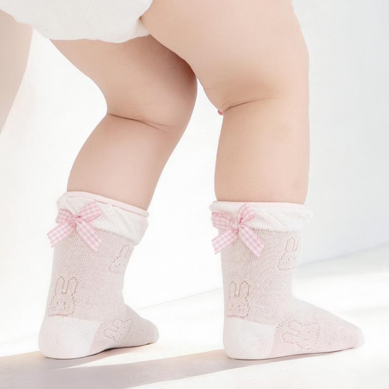 Infant Baby Rabbit Socks For Girls Cute Newborn Mesh Bowknot Mid-calf Short Sock Summer Fashion Sweet Princess Cotton Socks