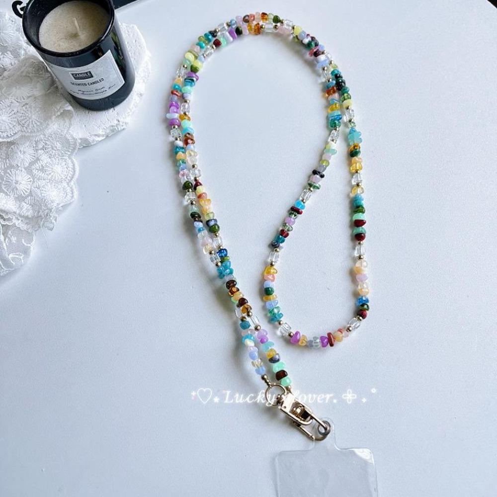 Adjustable Crossbody Lanyard Strap Gravel Bead Anti-Theft Lanyard Durable Mobile Phone Lanyard