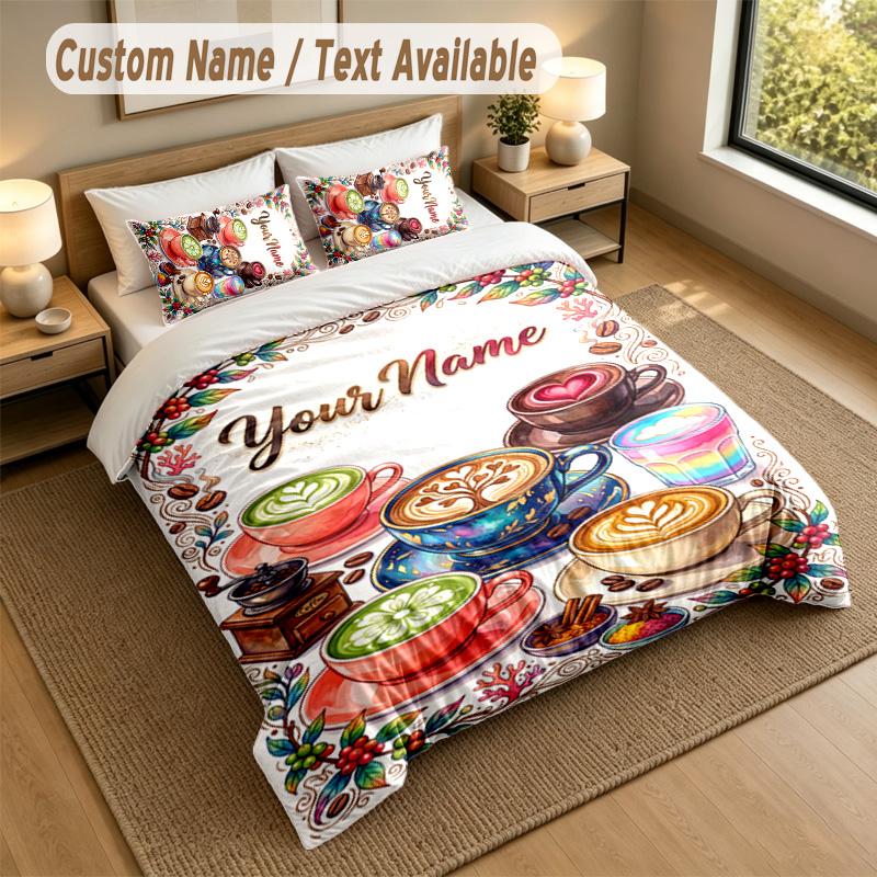Decorative Artwork Theme Personalized 3Pcs Bedding Set Custom Text & Name 1 Sheet 2 Pillowcases Household Bedding 1pc