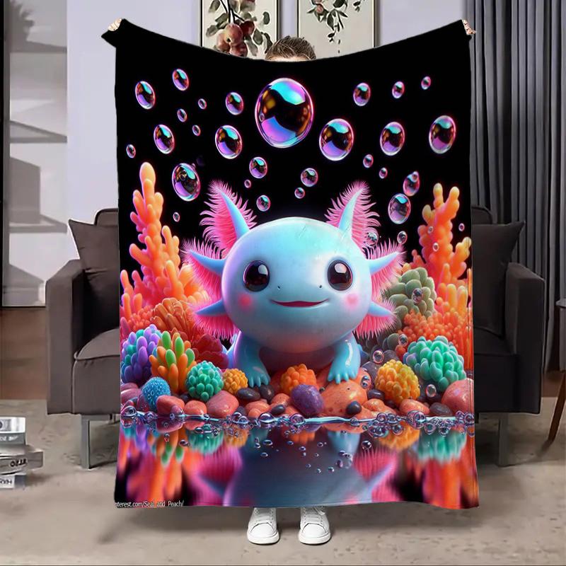 8 Sizes Cute Axolotl Printed Blanket Warm Soft and Comfortable Home Travel Blanket Sofa Bedding Cover Blanket Kids Gamer Gift