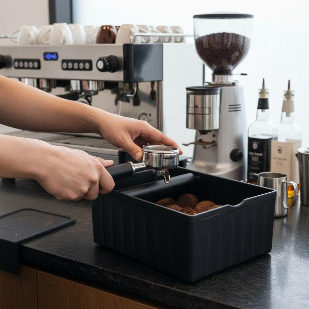 Large Capacity Coffee Grounds Tapping Box Rectangular Coffee Grind Waste Bin Coffee Knock Box  Cafe