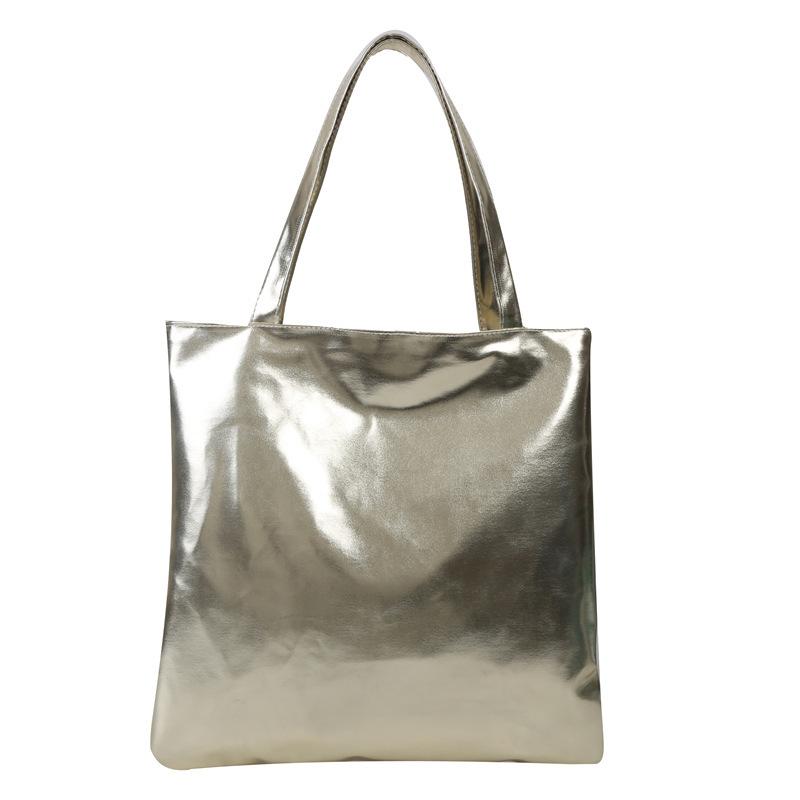 Women Glossy Tote Bag High Capacity PU Leather Fashion Lightweight Handbag for Travel Grocery Shopping Gift