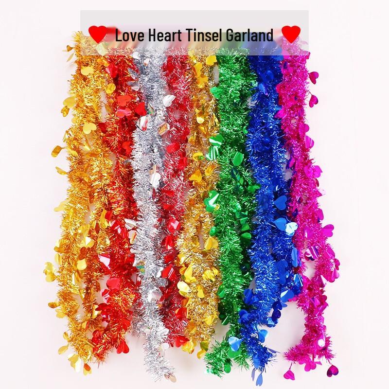 Heart Shape Mixed Color Tinsel Garland