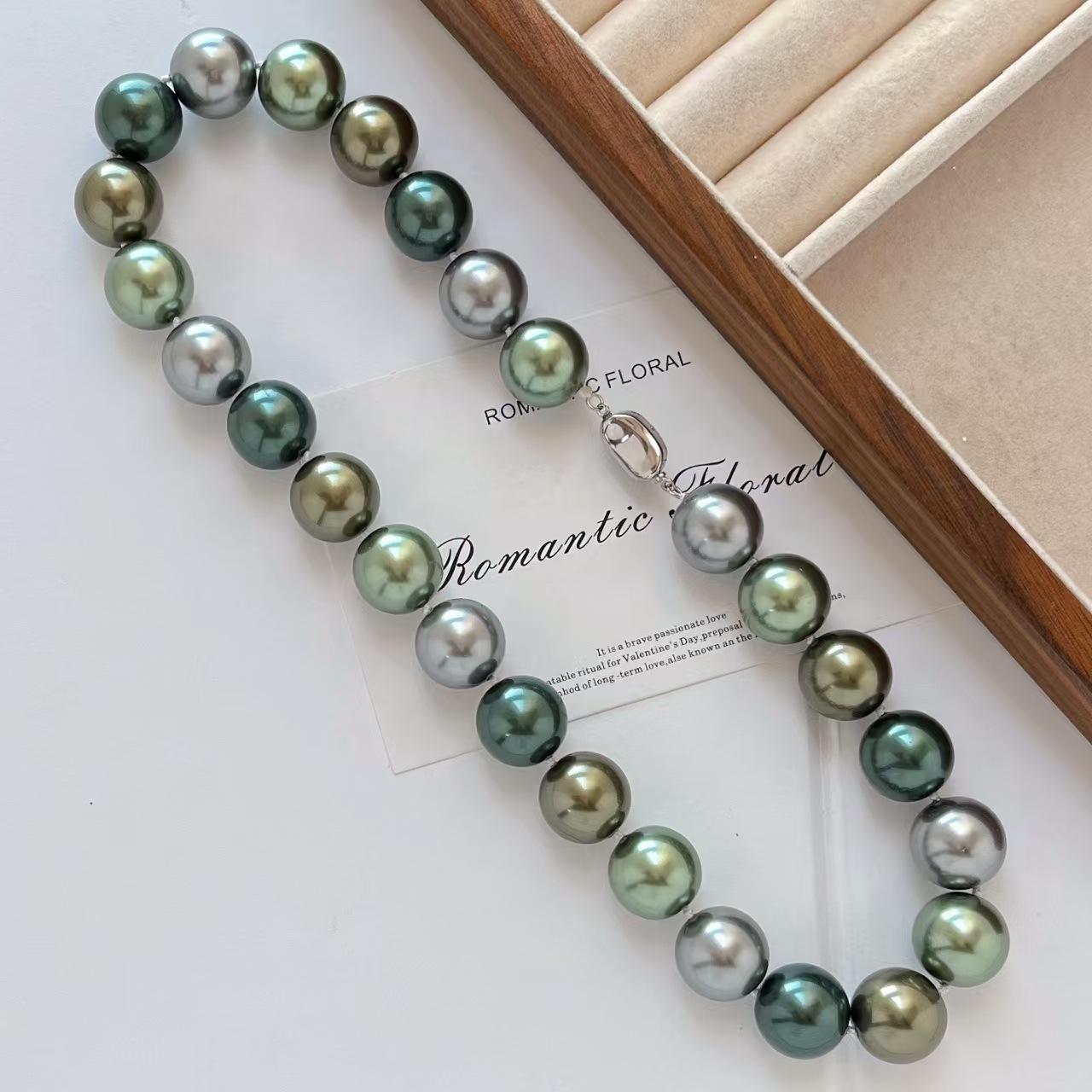 

Large Granular 16Mm Vintage Perfect Round Morandi Color Artificial Crystal Pearl Clavicle Chain Necklace