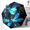 Green Dragonfly Themed Folding Umbrella Fashion Auto-Open 8 Iron Ribs Plastic Handle Foldable Sunshade Perfect Christmas Gifts