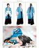 Shinsengumi Haori Japanese Dandara Pattern Happi Jacket, Okita Hijikata Cosplay Costume, Fujitatsu Free Size Traditional Kimono Coat, Light Blue