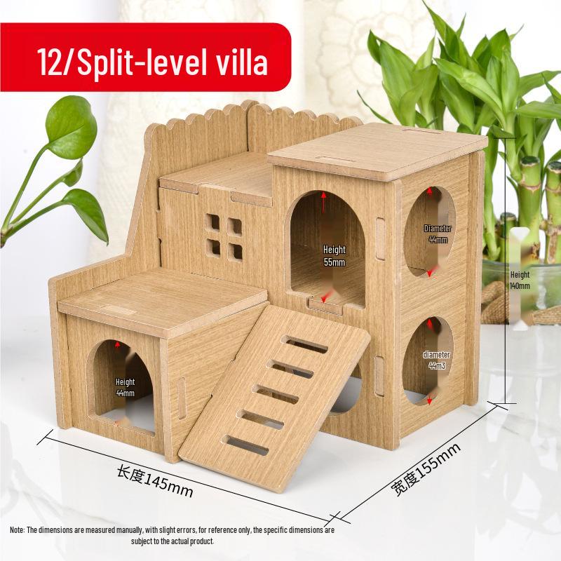 

Деревянный домик для хомяка: Кровать-гнездо против укусов без заусенцев, идеально подходит для золотистых хомячков, ландшафтный аксессуар для клетки.