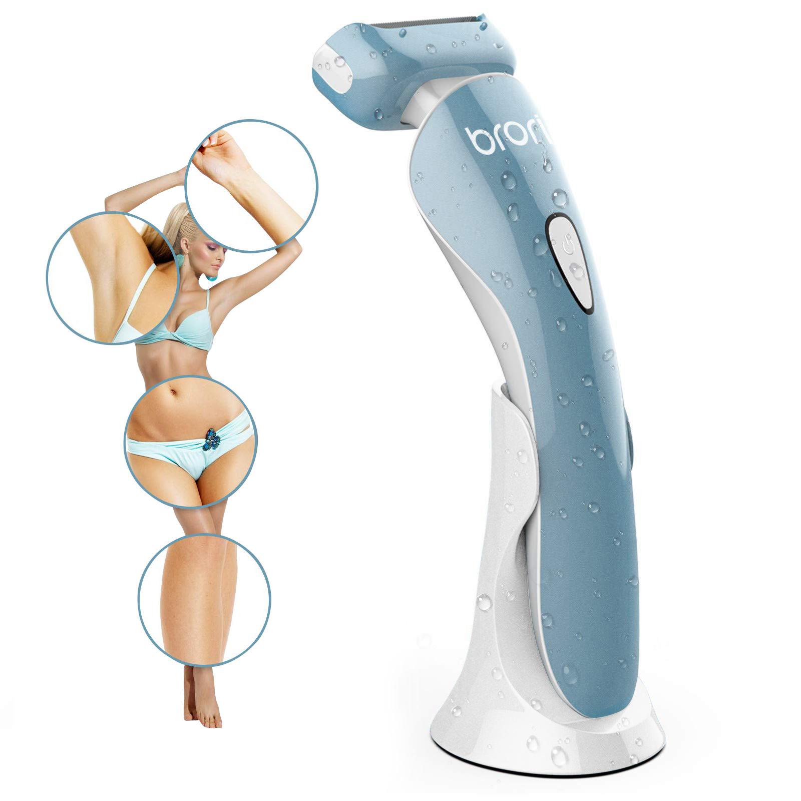 

Бритва Brori, электрическая бритва для женщин, триммер для бикини, удаление волос на теле, на ногах синий