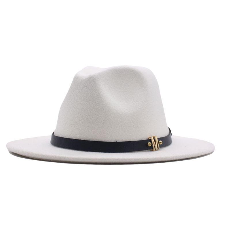 eBay European and American fashion autumn and winter new M belt woolen top hat men's and women's jazz hat