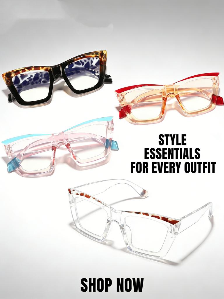 Oversized Cat Eye Sunglasses Tortoiseshell Color Block Frame UV Protection Trendy Shades for Women & Y2K Fashion KJ091