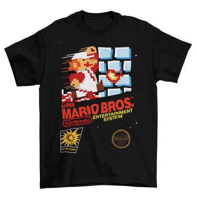 Super Mario Bros. 1 Camiseta de Algodón Unisex para Adulto con Cubierta de NES Divertida Videojuego Nuevo