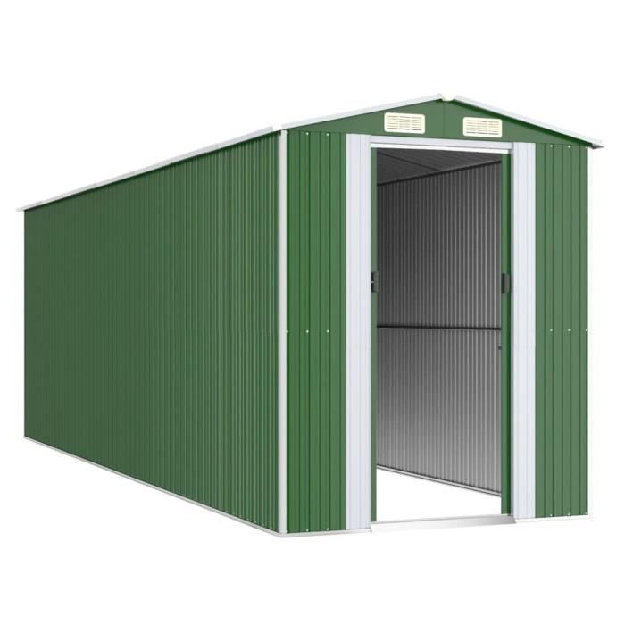 3147432 vidaXL Abri de jardin Vert 192x606x223 cm Acier galvanisé