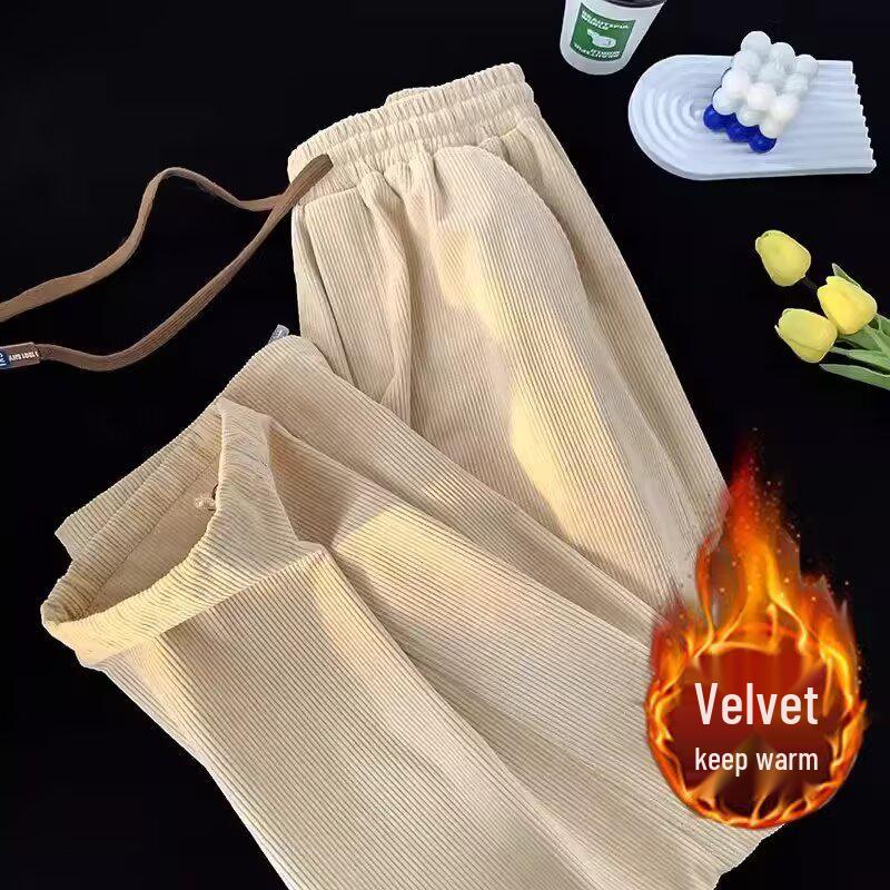 Herren Winter Kord Locker Gerade Weitbeinige Lässige Jogginghose