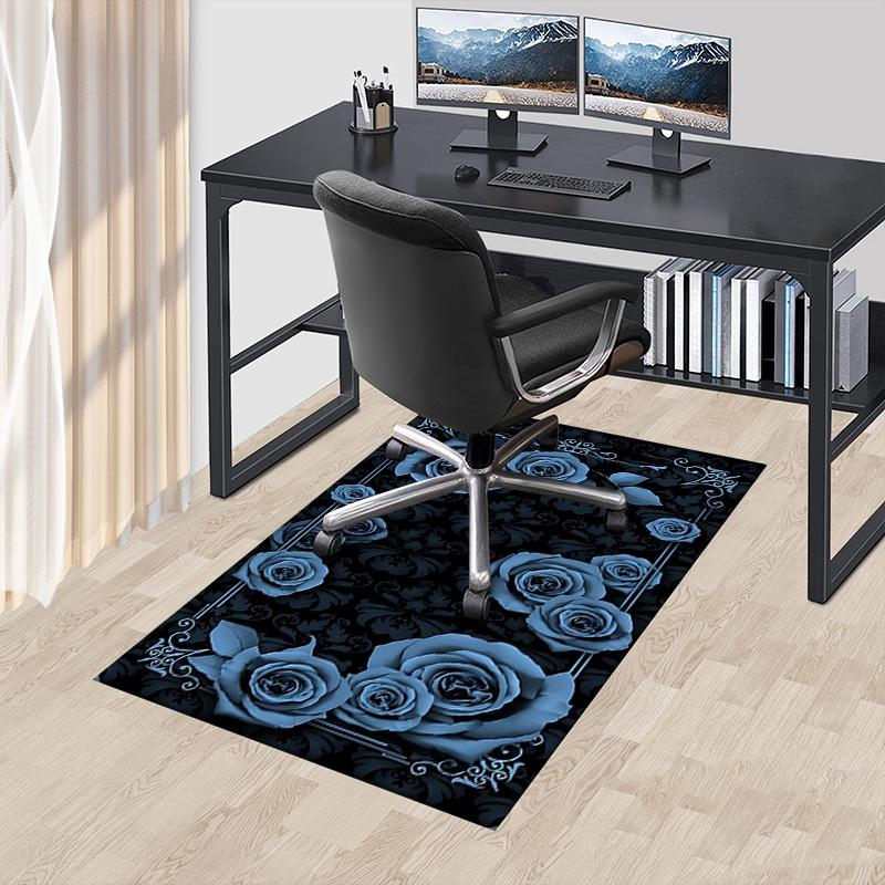 1 Stück Teppich mit Rosenmuster, rutschfeste Polyester-Bodenmatte für Büro, Schlafzimmer