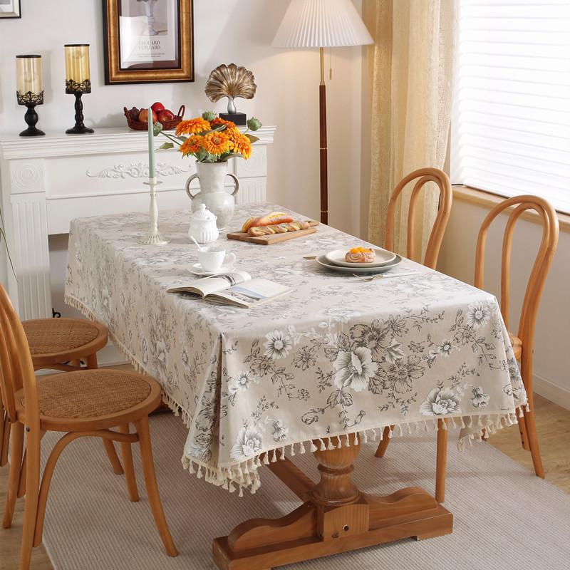 Waterproof And Oil-Proof Tablecloth Fabric Polyester-Cotton Small Fresh Famous Household Rectangular Dining Table Cloth Coffee Table Tablecloth