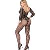 Stickerei Hollow Mesh Crotchless Frauen Bodystocking Sexy Durchsichtiger Body